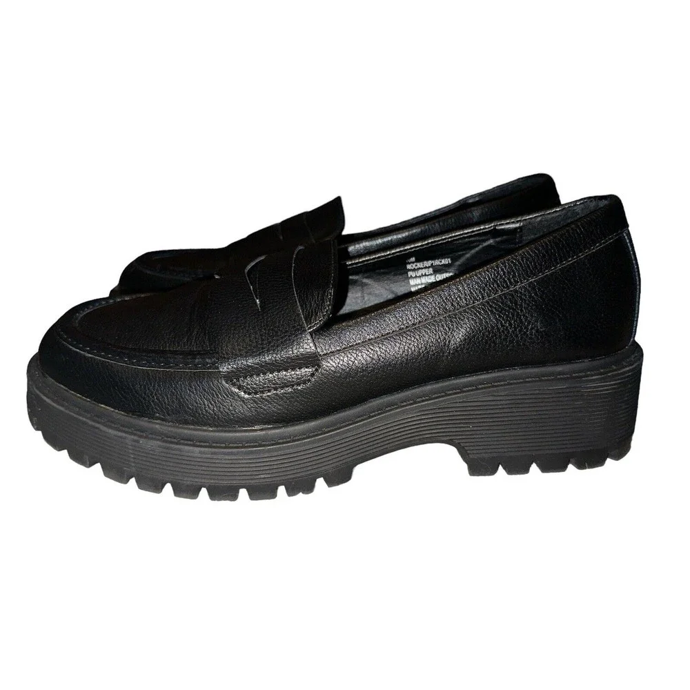 Sincerely Jules Slip On Platform Black Oxford Loafer Shoes Women Size 10M Rocker